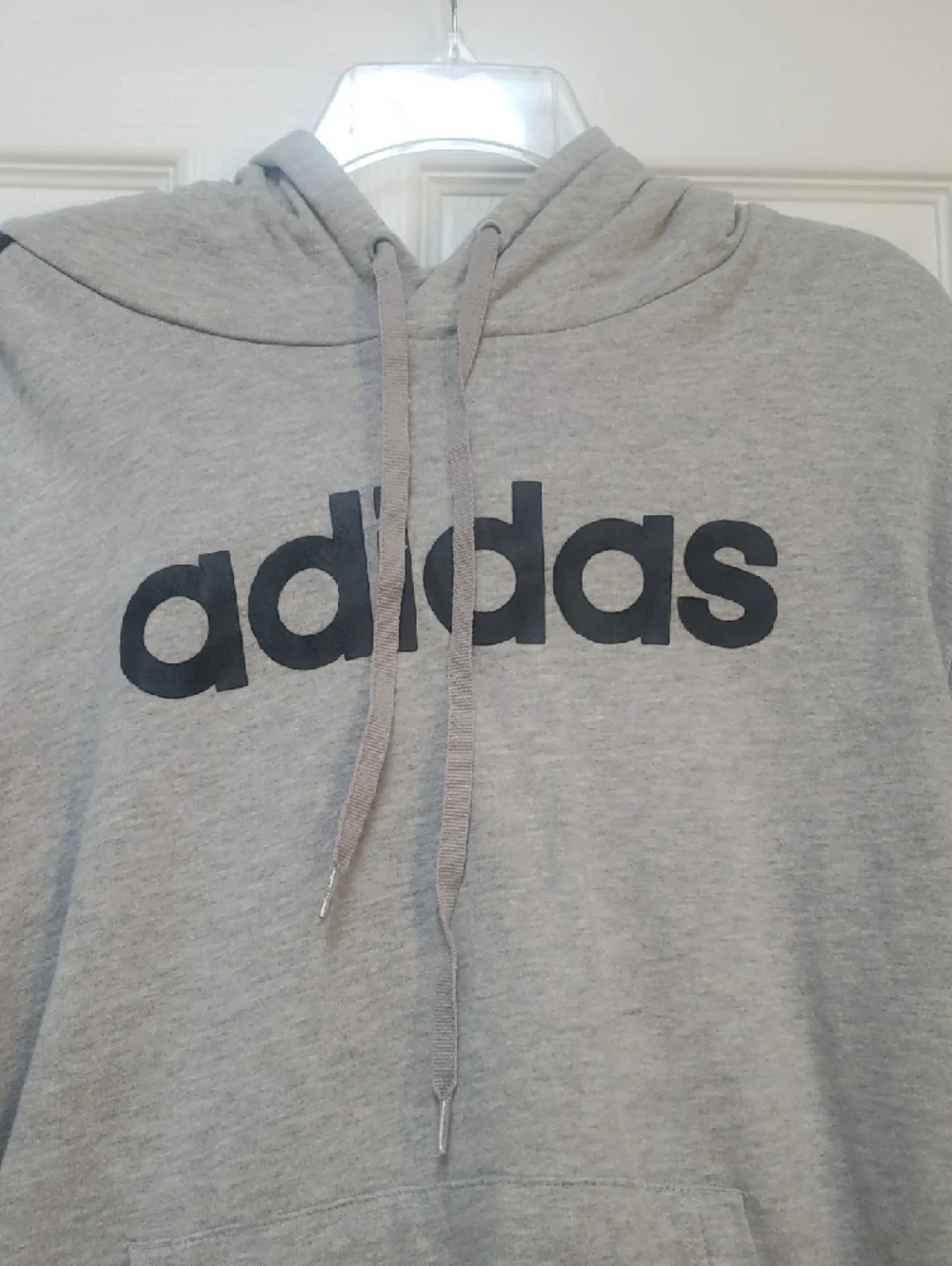 adidas Light Gray Pullover Hoodie with Black Logo